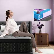 12/14 Inch Gel Memory Foam Mattress Hybrid Pocket Spring Twin Full Queen King Bed Mattress In A Box, Euro Top Medium Firm For Back & Lumbar Support, Individual Pocket Spring Bed For Motion Isolation & Fiberglass Free - 黑色 - 查看 2