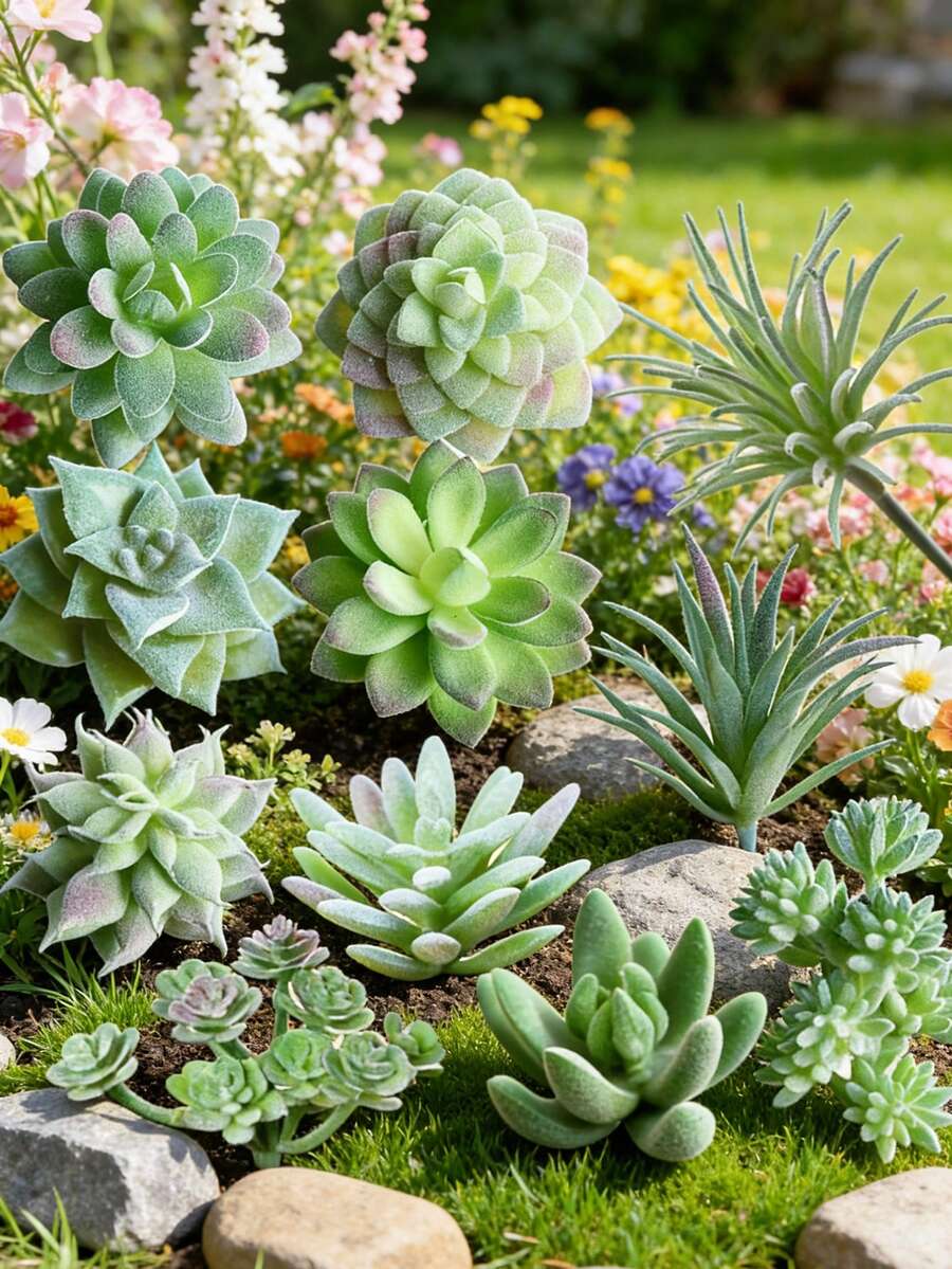 8/11/15 piezas Maceta de planta suculenta artificial, suculentas falsas elegantes, decoración central de mesa, decoración de plantas verdes en el alféizar de la ventana, una variedad de plantas realistas sin maceta, textura falsa de suculenta, tallo de cactus de plástico realista, decoración de jardín de suculentas para el hogar, regalo, regalo de primavera, uso en interiores y exteriores, decoración verde de macetas de verano, decoración de eventos y fiestas