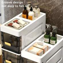 3/4/5-Tier Ultra-Slim Plastic Storage Cabinet, Bathroom Niche Cabinet, Large-Capacity Bathroom Storage Cabinet, Luxury-Style Bathroom Shelving, Floor-Standing Shelving For Beside The Toilet, Storage Cabinet; Suitable For Use In Offices As A Drawer-Style Document Organizer, Ideal For Narrow Corners In Studios, And Also Suitable For Living Rooms, Bedrooms, Or Bathrooms - 棕色的 - 查看 4