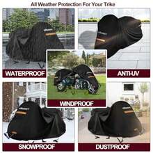 [Best Sell]Trike Motorcycle Cover Waterproof Outdoor Storage Cover For 3-Wheel Motorcycles Heavy Duty 420D Oxford Fabric Shelter With Zipper For Antenna Rain Snow Protection - Richer-104"x66"x45" - View 6