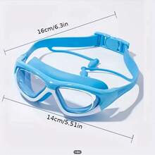 高清儿童泳镜，男女童通用，防雾大镜框，舒适硅胶材质，含泳帽和鼻夹套装 - 彩色 - 查看 7