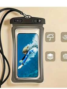 2pcs Waterproof Luminous Phone Pouch, Touch Screen, Suitable For Swimming, Beach, Diving, Transparent Waterproof Phone Case - Multicolor - View 2