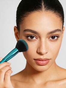 1pc Blue-To-Green Ombre Powder Brush - Featuring Premium, Soft Synthetic Fibers, This Large, Fluffy Face Brush Is Ideal For Applying Blush, Contour Powder, And Setting Powder. - Multicolor - View 7