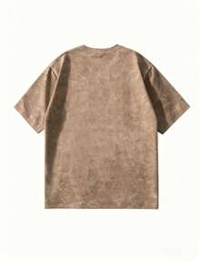 GRDR Men's Summer Letter Print Casual Round Neck Short Sleeve Washed T-Shirt, Comfortable & Fashionable - Brown - View 4