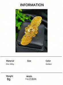 1pc Fashionable Women's Gold Hollow Carved Ring Jewelry, Suitable For European, Middle Eastern, Dubai, Bride Wedding Party Dress Accessories, Date, Valentine's Day, Mother's Day, Holiday Gift, Copper Ring - Yellow Gold - View 20