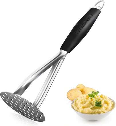 Heavy Duty Stainless Steel Potato Masher, Professional Integrated Masher Kitchen & Food Masher/Potato With Silicone Handle, Bean, Vegetable, Fruits, Avocado, Meat SUSP