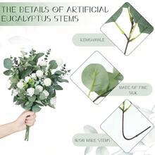 3/30/60/120pcs Mixed Eucalyptus Leaves & Stems, Artificial Silver Dollar Eucalyptus Leaves, Dried Eucalyptus Bunches, Wedding Vase Floral Decor - Green - View 4