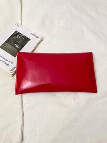 Tas Clutch Wanita Minimalis Kasual Modis 2026, Dompet Amplop Retro Warna Solid Baru, Tas Tangan - Merah - View 8