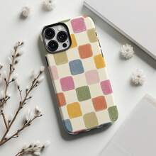 Colorful Plaid Phone Case, Fashionable Checkered Mosaic Design, Suitable For IPhone 17, 16, 15, 14, 13, 12, 11 Pro Max - Multicolor - View 3