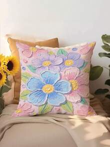 4 件柠檬树图案抱枕套，45 厘米 * 45 厘米单面印花，家居装饰沙发腰垫套，夏季假日风格（不含填充物） - 藍色 - 查看 6