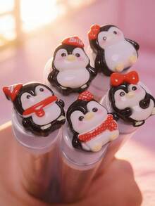 1/3/5/7pcs Cute Penguin Multi-Pose Eyelash Brush & Eyebrow Brush, Portable Tube Mascara Brush, Eyelash Comb & Eyebrow Grooming Tool - Multicolor - View 6