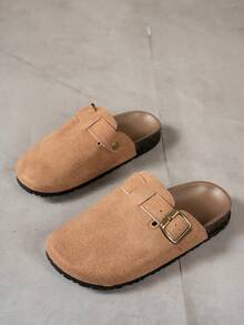 女士春夏休闲拖鞋，时尚闭趾家居鞋，度假必备 - 卡其色 - 查看 5