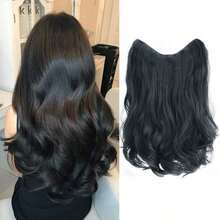 Synthetic Fiber V-Shaped Big Wave Hair Extensions For Caucasian Women, Invisible 4-Clips Hair Extensions, 16/20/24/28 Inches, Black/Brown FMXB - màu đen - Xem 13