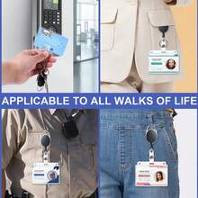 Vicloon ID Card Holder, Can Hold Business Cards, Student ID, Transit Cards, Comes With Retractable Yoyo Lanyard For Secure Carrying, Offers Two Carrying Options - 1 Set - View 8