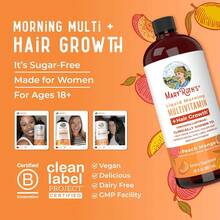 Liquid Multivitamin For Women – Hair Growth, Skin, And Energy Support – Biotin 10,000mcg, B-Complex, Vitamin D & C – Peach Mango Flavor – 30 Fl Oz - 1瓶 - 查看 4
