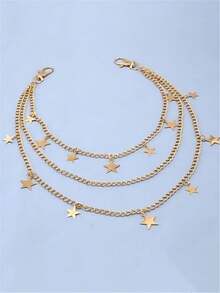 1pc Gold Star Pendant Multi-Layer Men's Pant Chain, Party Street Hip Hop Outfit Accessory Unique Metal Jeans Pant Chain - Gold - View 3