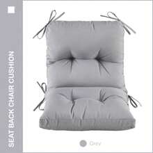 Cojín copetudo para silla de asiento y respaldo para interiores y exteriores cojín de mimbre para todo tipo de clima con lazos para muebles de patio gris - Gris - Ver 2