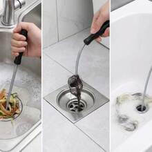1支1米超软金属管道疏通器，强力疏通水槽、马桶、浴缸堵塞物，可重复使用人体工学手柄管道疏通器，适用于浴室厨房管道堵塞。 - 管道疏通器1Pc - 查看 3
