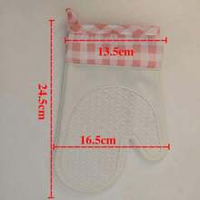 1只耐热硅胶烤箱手套，加厚粉色格子设计，棉质内衬，防滑，适用于烘焙和烹饪 - 查看 7