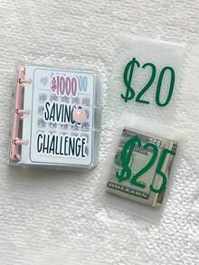 Un cuaderno de almacenamiento de efectivo que puede contener 100 billetes, con fotos de billetes y sellos, espacio de almacenamiento grande 1A6, carpeta de desafío de sobres, libro de desafío de ahorros con sobre, carpeta de desafío de ahorro en sobres para lograr con éxito sus objetivos de ahorro, organizador de hojas sueltas portátil multifuncional, suministros de estudio, de vuelta a la escuela - Multicolor - Ver 6