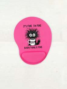 人体工学腕托鼠标垫，可爱工作猫图案，“没关系，我很好，一切都很好”咖啡杯印花，符合人体工学的EVA腕托，防滑记忆棉鼠标垫，舒适贴合手腕，亲肤舒适，桌面保护垫，适用于游戏、办公，防滑设计，适用于办公电脑、笔记本电脑和家庭使用，是毕业季、母亲节、开学季的完美礼物之选 - 彩色 - 查看 14