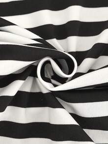 女士黑白条纹褶皱抹胸上衣 | Y2K 无袖露脐抹胸上衣沙滩装扮，优雅女士衬衫，休闲女士衬衫，派对上衣，夏季度假装扮 - 彩色 - 查看 4