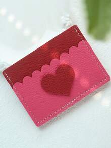 1pc Custom Name Duotone Scallop Card Case Customized Initals Credit Card Holder, Custom Engraved Credit Card Holder With Golden Lettering, Personalized Pu Leather Credit Card Holder Wallet ,With A Fun Scalloped Shape Personalized Golden Monogram Slim Id Card Wallet With 3 Slots Synthetic Leather Slim Front Pocket Wallet - Multicolor - View 10