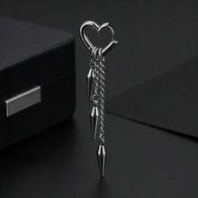 1 chiếc khuyên tai hình nón phong cách Gothic Punk, khuyên tai tròn bằng thép không gỉ dành cho cả nam và nữ, thích hợp để đeo hàng ngày và dự tiệc - Bạc - Xem 12
