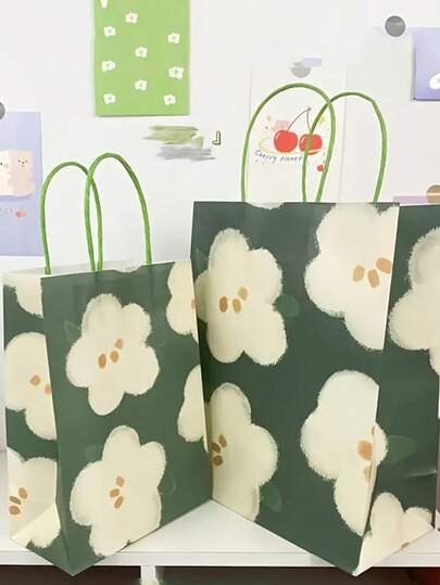 Túi quà hoa trang nhã, có cả cỡ nhỏ và lớn, với họa tiết hoa màu xanh nhạt dịu nhẹ, bền và có thể tái sử dụng, phù hợp cho đám cưới, sinh nhật, lễ tốt nghiệp, tiệc tùng, làm quà tặng nhỏ, túi mua sắm, trang trí sự kiện số lượng lớn.