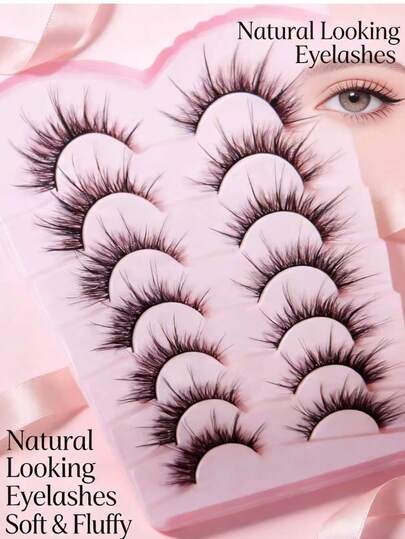7 Cặp lông mi giả mềm mại, bồng bềnh, hình quỷ hoạt hình, nhẹ, tự nhiên, giúp mi trông dày hơn.