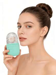 1/2/3pcs Set Ice Face Roller + Stainless Steel Gua Sha Board + Cloth Flannel Bag - Facial Skin Care Ice Roller Set, Facial Massage Tools, Silicone Ice Face Roller, Ice Roller, Stainless Steel Gua Sha Board, For Relieving Face And Eye Puffiness - Green - View 8
