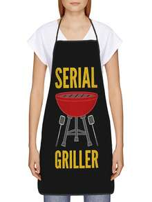 [Durable Design] Adjustable Cooking Apron For Grill - Black With Red Pattern, Suitable For Men And Women, Retro Style, Suitable For Home And Outdoor Cooking, Durable Fabric, Barbecue Apron - 60*80cm - View 4
