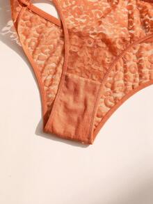 3pcs/Set Plus Size Women Sexy Lace Bikini Panties, V-Shape Waistline Seamless Hollow Out Solid Color Fashionable Sports Underwear - Multicolor - View 11