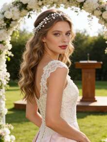 1Pc Multi - Layer Pearl Headband, Elegant Dreamy Bridal Hair Accessory, Wedding/Bridal Dress/Photoshoot Exquisite Hairstyle Ornament - White - View 2