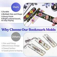 3pcs Silicone Bookmark Mold Set, 3 Shapes, With 20 Tassels, Suitable For Epoxy Resin, Rectangular Bookmark Resin Mold, For Handmade Craft Bookmarks And Gifts - Milky White/silicone - View 7
