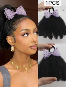 1 búi tóc giả kiểu Afro bồng bềnh 8 inch, tóc mềm mại, chất lượng cao, tóc giả tổng hợp Marley Kinky Fluffy với thiết kế co giãn, dành cho nữ. - Màu đen tự nhiên - Xem 12