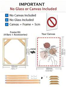 SURELIFE 1 套（4 根木条）DIY 画布画框套件，仅含画框套件，不含画布或玻璃，易于组装，画布尺寸应比画框大 5 厘米，适用于画布绘画，尺寸：30x40、40x60、50x70 厘米（12x16、16x24、20x28 英寸） - 彩色 - 查看 28