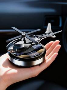 1pc Solar Powered Helicopter Aromatherapy Ornament - Automatic Rotating Blades, 4 Colors - Includes 5ml Refill Essential Oil, Wooden Chips And Dropper, Suitable For Car, Study, Room, Bedroom And Home Decor, Perfect Gift For Car Enthusiasts. Creative Ornament - Helicopter - View 3