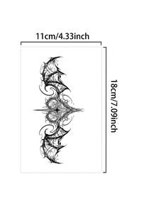 3片装腰部纹身贴纸，仿真临时纹身，半永久纹身，Y2K魅魔情侣性感游戏图案，防水防汗，可持续1-2周，逼真草本汁液效果，防摩擦，不反光黑色，男女通用，可用于手臂、胸部、腿部、腹部、腰部、手指、颈部、脊柱等部位，现代主义人体艺术 - 黑色 - 查看 5