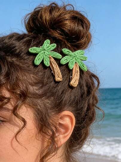 Pasador de pelo hecho a mano con árbol de coco de estilo bohemio - Estilo de vacaciones. Clip de pelo de arte de rafia, estilo hawaiano. Vacaciones de verano en la playa, clip de pelo trenzado de palma de coco y paja, creador de moño con flequillo lateral, adecuado para el uso diario de las mujeres, vacaciones y reuniones. Regalos pequeños únicos adecuados para cualquier ocasión, regalos ideales para cumpleaños y aniversarios, regalos de fiesta, regalos del Día de San Valentín, regalos para damas de honor, regalos para él/ella