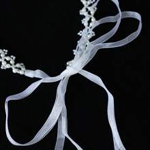 优雅珍珠发箍，新娘婚礼发饰 - 白色 - 查看 4