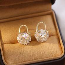 JOJELOO Hoa tai hình giọt nước mạ vàng 18K nhiều màu - Hoa nhựa và ngọc trai, Trang sức cổ điển lãng mạn, Phụ kiện thời trang mới, Món quà hoàn hảo cho mọi mùa - Hoa tai - Xem 10