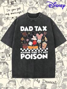 Disney Soft Washed Cotton Breathable Men's Short-Sleeve T-Shirt, Classic "Dad Tax" Snack Graphic Print, Family-Friendly Dad Outfit, Summer Casual Streetwear, Men's Pullover TeeCrafted From Soft, Comfortable, And Durable Pure Cotton Fabric, This Round-Neck T-Shirt Is An Ideal Choice For The Spring And Summer Seasons. Suitable For A Wide Range Of Occasions-Including Daily Wear, Shopping, Parties, Travel, And Social Gatherings-It Also Makes For An Exquisite Gift. - màu đen - Xem 1