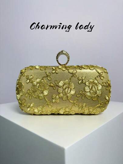 这款奢华设计的女士晚宴手拿包，造型别致，复古方盒造型，时尚迷人，精致优雅，适合晚宴、婚礼、主题正式派对、舞会、庆典、生日聚会等场合。配有可拆卸链条，与派对配饰完美搭配，是理想的派对手拿包之选。