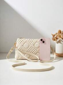 新款时尚斜挎单肩包，镂空花朵腕包，女士小方包手提包 - 彩色 - 查看 4