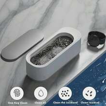 Portable Ultrasonic Jewelry Cleaner Machine, Multifunctional Cleaning Tank For Rings, Necklaces, Watches, Dentures, Glasses & Coins, High Frequency Vibration Cleaning Tool For Home & Personal Care - White - View 7