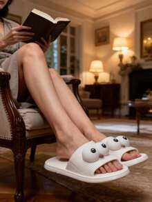 Dép đi trong nhà thoải mái, độc đáo với thiết kế hình mắt, dành cho cả nam và nữ, chất liệu EVA | Mềm mại và thoải mái | Siêu nhẹ và chống trơn trượt | Dép đi trong nhà thời trang | Dép đi trong nhà vui nhộn dành cho cả nam và nữ - trắng - Xem 3