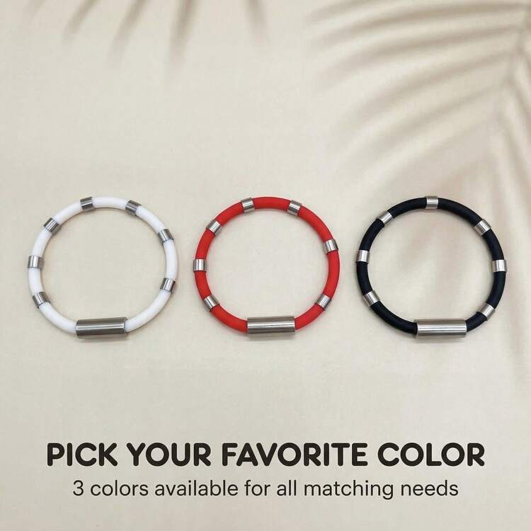 1 pieza Pulsera de silicona con iones negativos antiestática, pulsera de energía para deportes interiores/exteriores, accesorio de muñeca minimalista y de moda unisex - Multicolor - Añade 7