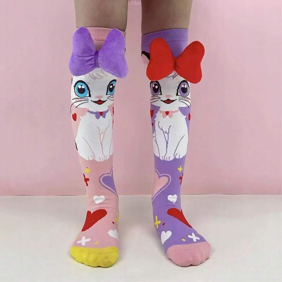 3D Fun Kids' High-Top Socks, One Size, Random Colors, Boy Or Girl MI 3D - GATO - Ver 1