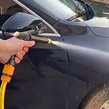 可伸缩花园软管，带喷嘴的柔性可拉伸灌溉软管，高压洗车工具，可调节橡胶手柄园艺喷枪 - B - 查看 9